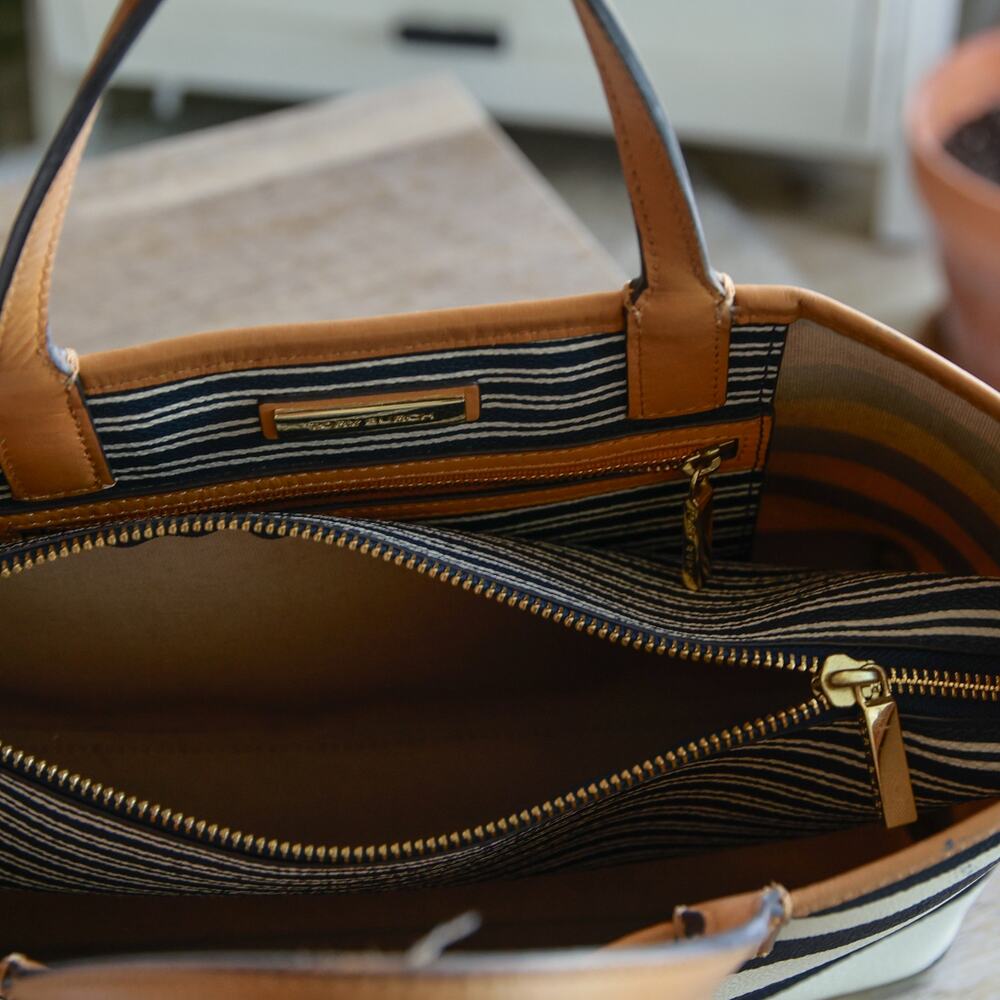 Tory Burch Kerrington Striped Mini Shopper Bag - Picture 7 of 12